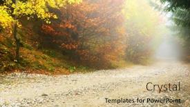  Presentation with autumn - PPT theme enhanced with mountain-road-in-autumn-colours background and a soft green colored foreground