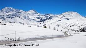  Presentation with alps - Presentation design consisting of mountain-road-in-swiss-alps background and a light gray colored foreground