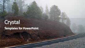  Presentation with fog - Slide deck with mountain road in the fog el teide national park tenerife island spain background and a tawny brown colored foreground
