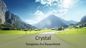  Presentation with region - Slides featuring mountain road jungfrau region switzerland background and a mint green colored foreground