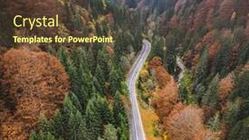  Presentation with forest road - Presentation featuring mountain-road-leading-through-autumn background and a tawny brown colored foreground