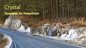  Presentation with road - Theme with mountain-road-on-a-snowy background and a tawny brown colored foreground