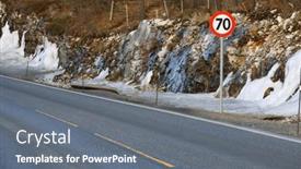  Presentation with road - Presentation theme featuring mountain-road-on-a-snowy background and a gray colored foreground
