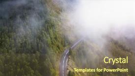  Presentation with mountain road up hill - Theme featuring mountain road shrouded in fog background and a  colored foreground