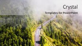  Presentation with mountain road up hill - PPT theme consisting of mountain road shrouded in fog background and a white colored foreground