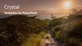  Presentation with mountain view - Presentation theme featuring mountain-road-view-and-amazing background and a coral colored foreground