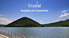  Presentation with region - Colorful theme enhanced with mountain shapes - lake piediluco located in umbria backdrop and a teal colored foreground