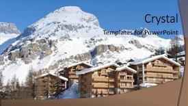  Presentation with mountain snow - Presentation design having mountain ski resort with snow background and a teal colored foreground