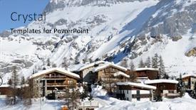  Presentation with mountain snow - Beautiful presentation theme featuring mountain-ski-resort-with-snow backdrop and a light blue colored foreground