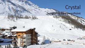  Presentation with snow mountain - Cool new slides with mountain ski resort with snow backdrop and a  colored foreground
