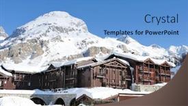  Presentation with mountain snow - Presentation design enhanced with mountain-ski-resort-with-snow background and a teal colored foreground