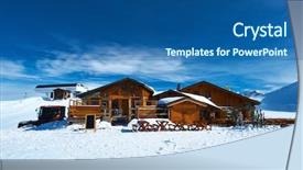  Presentation with snow mountain - Slide deck with mountain-ski-resort-with-snow background and a ocean colored foreground