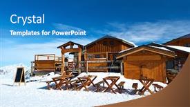  Presentation with mountain snow - Slide deck consisting of mountain ski resort with snow in winter courchevel alps france background and a teal colored foreground