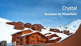  Presentation with mountain snow - Colorful slide set enhanced with mountain ski resort with snow in winter val thorens alps france backdrop and a teal colored foreground