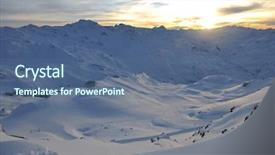  Presentation with ski - Colorful theme enhanced with mountain snow fresh sunset backdrop and a ocean colored foreground
