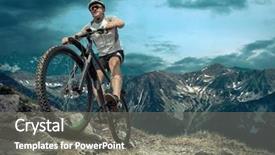  Presentation with elegant man in glasses optics - Theme with outdoor mountains - man in helmet and glasses background and a gray colored foreground