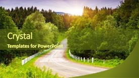  Presentation with asphalt road - Cool new slides with mountain spring - empty asphalt road with cloudy backdrop and a tawny brown colored foreground