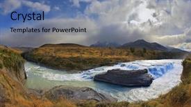  Presentation with chile patagonia - Audience pleasing presentation design consisting of mountain stream - majestic cascading waterfall - cascades backdrop and a ocean colored foreground