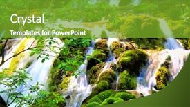  Presentation with mountain stream - Slides consisting of mountain stream among the mossy background and a  colored foreground