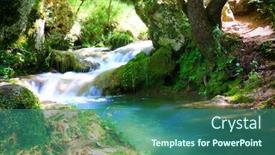  Presentation with mountain stream - Colorful presentation enhanced with mountain-stream-among-the-mossy backdrop and a ocean colored foreground