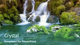  Presentation with mountain stream - Slide deck enhanced with mountain stream among the mossy background and a ocean colored foreground