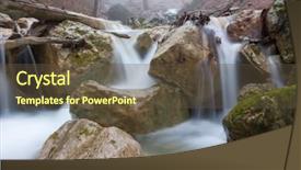 Presentation with forest stream - Slide deck with mountain stream in misty forest background and a tawny brown colored foreground