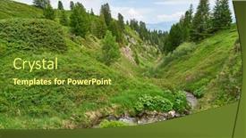  Presentation with mountain stream - Theme enhanced with mountain stream in the french alps flows through a valley background and a tawny brown colored foreground