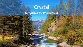  Presentation with mountain stream - PPT theme consisting of mountain stream of coniferous forest background and a  colored foreground