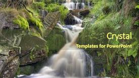  Presentation with mountain stream - Slides featuring mountain stream waterfall cascading over rocks background and a tawny brown colored foreground