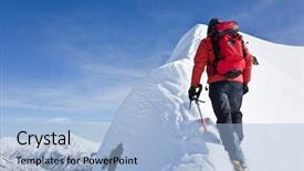  Presentation with summit - Slides with mountain summit - climber on a snowy ridge background and a light blue colored foreground
