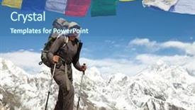  Presentation with everest - Amazing PPT theme having mountain summit - hike in everest region backdrop and a teal colored foreground