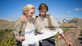  Presentation with terrain map - PPT theme consisting of mountain terrain looking at map background and a  colored foreground