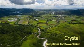  Presentation with city of chicago aerial view - Presentation design featuring mountain top - aerial view of ishigaki island background and a tawny brown colored foreground
