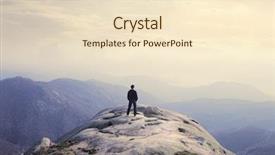  Presentation with stone - Presentation theme having mountain top - man on a stone observing background and a lemonade colored foreground