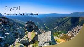  Presentation with trail - PPT theme consisting of mountain-trail-to-the-sniezka background and a light blue colored foreground