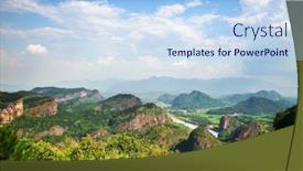  Presentation with blue mountain - Presentation design having mountain-under-blue-sky background and a light blue colored foreground