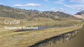  Presentation with mountain lake - Cool new PPT theme with tailing dam - mountain valley and lake backdrop and a coral colored foreground