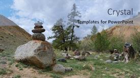  Presentation with central asia - Audience pleasing PPT theme consisting of mountain-valley-in-central-asia backdrop and a light blue colored foreground