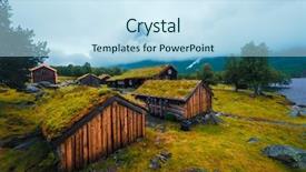  Presentation with beautiful houses - Presentation design featuring mountain valley near innerdalsvatna lake background and a sky blue colored foreground