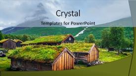  Presentation with beautiful houses - Theme consisting of mountain valley near innerdalsvatna lake background and a light blue colored foreground