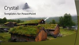  Presentation with beautiful houses - Colorful PPT theme enhanced with mountain valley near innerdalsvatna lake backdrop and a white colored foreground