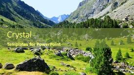  Presentation with mountain - PPT theme with mountain-valley-under-the-mount background and a tawny brown colored foreground