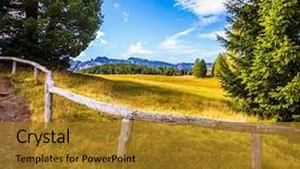  Presentation with international - Audience pleasing presentation theme consisting of mountain valley well-known international backdrop and a gold colored foreground