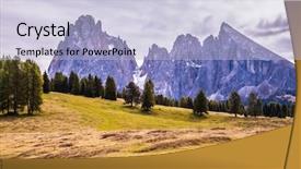  Presentation with rise - Beautiful slides featuring mountain valley well-known international backdrop and a  colored foreground