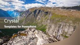  Presentation with mountain view - Presentation consisting of mountain-view-on-aurstaupet-waterfall background and a coral colored foreground