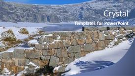  Presentation with mountain view - Presentation design featuring mountain-view-serra-da-estrela background and a teal colored foreground