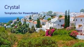  Presentation with sol - Slides enhanced with mountain village - spanish landscape nerja costa del background and a light blue colored foreground