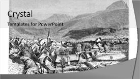  Presentation with vintage - Colorful presentation design enhanced with mountain village - town of mont-dore-les-bains vintage engraved backdrop and a light gray colored foreground