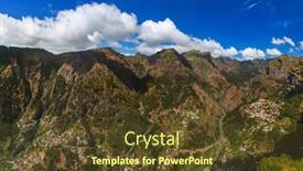  Presentation with mountain - Slide deck enhanced with mountain-village-in-madeira-portugal background and a tawny brown colored foreground