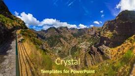 Presentation with village - PPT layouts having mountain-village-in-madeira-portugal background and a tawny brown colored foreground